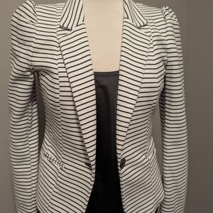 Striped Black and White Women's Blazer